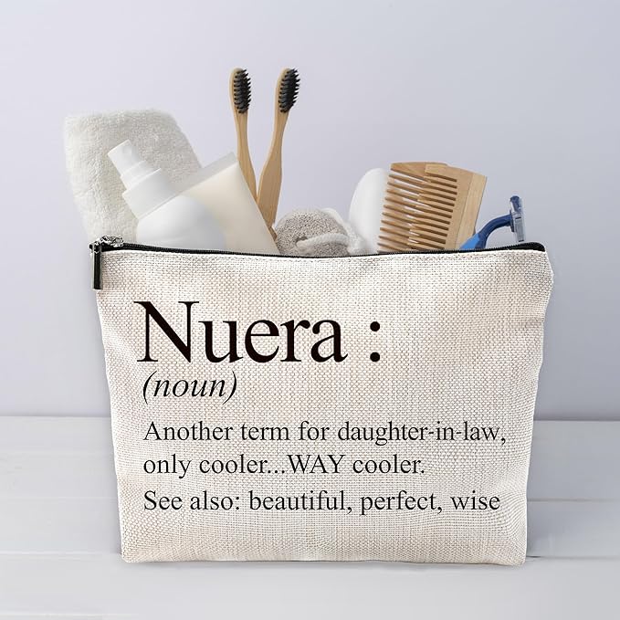 Sufamb Nuera Gifts Makeup Bag, Best Daughter in Law Gifts for Mother's Day Birthday Cosmetic Bags, Daughter in Law Gift Portable Small Toiletry Bag Zipper Makeup Pouch