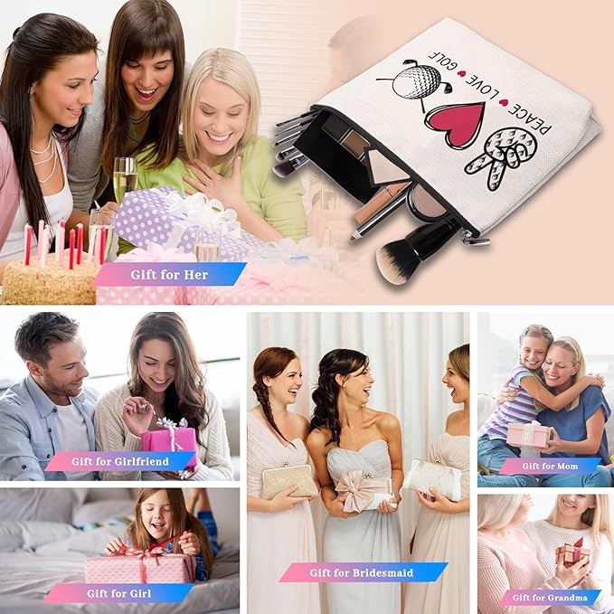 Golf Gifts Makeup Cosmetic Bag, Birthday Gifts for Golf Lover, Golfing Gift for Golfer Women Pouch