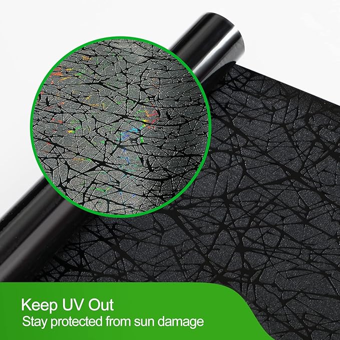 QHY Sunshine Total Blackout Window Film Privacy, Frosted Glass Window Film,Black Window Tint, No Glue, Detachable, no Marks, Suitable for Repeated use (Black, 35.4 in X 157.4 in)
