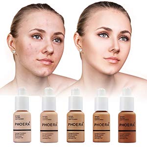 PHOERA Foundation,Flawless Soft Matte Oil Control Best Cover up Full Coverage Liquid Foundation .(107# Hone)