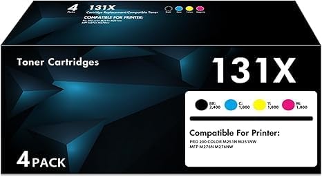 131X Toner Cartridges 4 Pack Set Compatible for HP 131X 131A Replacement for HP Laserjet Pro 200 Color MFP M276nw M251nw M276n M251n Printer (4-Pack)