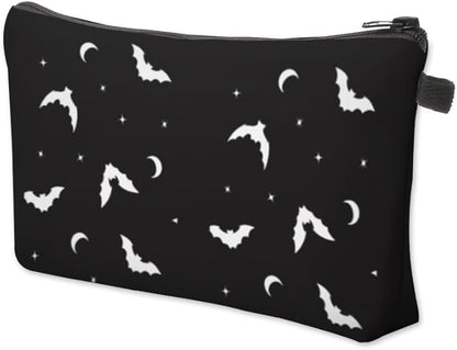 Small Makeup Bag Cosmetic Bag for Women, Pretty Design Organizer Case with Zipper Closure, Lightweight and Water-Resistant Make Up Bag - 8.65"x 5.35" x 7.08"（Bat）