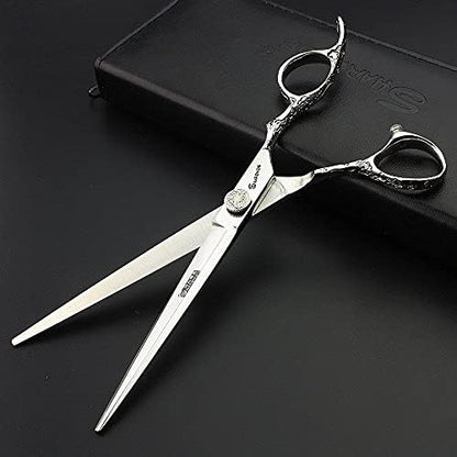 6/7-Inch Professional Hair Scissors Haircut Rose Pattern Hair Scissors Styling Tools Japanese Stainless Steel Scissor Set (7-inch cutting scissors-A)