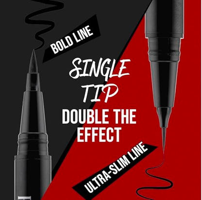 NOON'S UP Flat Eye-Liner - Waterproof Liquid Eyeliner Pen | Ultra-Slim & Bold Black Eyeliner | Quick-Dry & Waterproof Liquid Liner | Long Wear & No Smudge | Look-Defining Black Pen (0.018 Fl. Oz.)