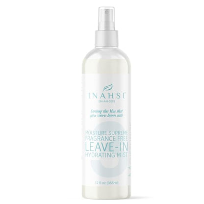 Inahsi Moisture Supreme Fragrance Free Hydrating Mist | Hair Moisturizer for Men, Women, or Kids with Curly Hair | Hair Products for Naturally Curly Hair 12 oz | Made in the USA