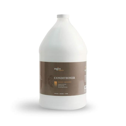 Zogics Organics Conditioner – Organic Conditioner for Hair, Hydrating Deep Conditioner with Natural Ingredients like Honey Powder, Aloe Vera, Avocado, and Jojoba (Honey Coconut, 4 Gallon Case)