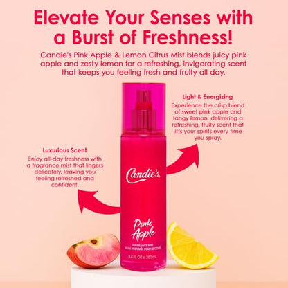 CANDIE'S Pink Apple Fragrance Mist - Sweet, Long-Lasting Perfume for Women, Luxurious All-Day Freshness, Ideal Body Cologne for Ladies, Feminine Scent, Lasts All Day, Must-Have Fragrance, 8.4 fl oz