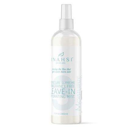 Inahsi Moisture Supreme Fragrance Free Hydrating Mist | Hair Moisturizer for Men, Women, or Kids with Curly Hair | Hair Products for Naturally Curly Hair 12 oz | Made in the USA