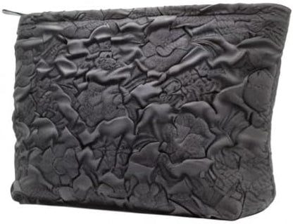 Makeup Bags for Purse Zipper Cosmetic Pouch Large Travel Canvas Make Up Organizer Tool Pouch for Women and Girls,Flower Black