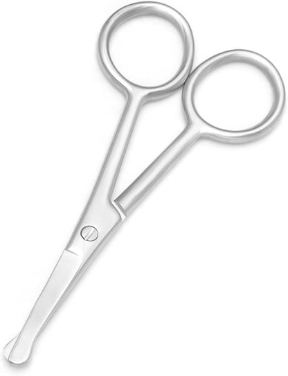 Multicolor Professional Grooming Scissors for Personal Care Facial Hair Removal and Ear Nose Eyebrow Trimming Stainless Steel Fine Straight Tip Scissors 3.9 Inch (Silver Safety C)