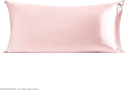 Kitsch x Hello Kitty (Pink Kitty Face) - Satin Pillowcase with Zipper for Hair and Skin, Softer Than Silk Pillow Case, Smooth Cooling Pillow Covers, Machine Washable, King Size (19x36)
