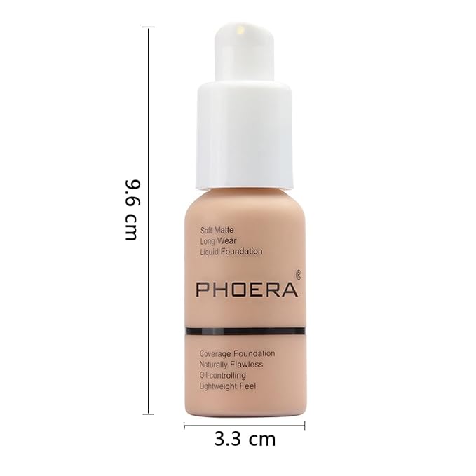 2 Pack PHOERA Foundation,Full Coverage Foundation,Concealer Foundation Full Coverage Flawless New 30ml PHOERA 24HR Matte Oil Control Concealer(103 Warm peach）