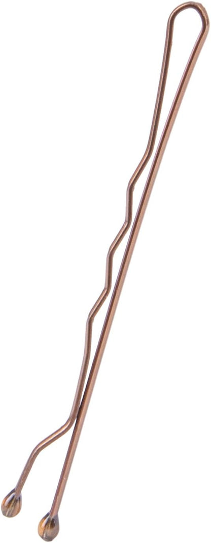 Amazon Basics No Slip Bobby Pins, 48 count, Brunette Brown, High Gloss Bobby Pins for Pain Free, Comfortable, All-Day Styling and Up Dos. For All Hair Types