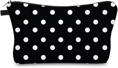 Small Makeup Bag Cosmetic Bag for Women, Pretty Design Organizer Case with Zipper Closure, Lightweight and Water-Resistant Make Up Bag - 8.65"x 5.35" x 7.08"（Polka Dot）