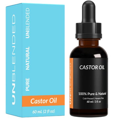 UNBLENDED Castor Oil 100% Pure, Cold-Pressed, Hexane-Free – Hair, Lashes, Brows & Skin – 60ml
