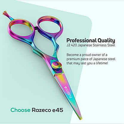 Suvorna 5.5" Multicolor Hair Cutting Scissors for Professionals, Barbers - Hair Shears for Cutting, Trimming, Grooming - Sharp Hair Scissors Professional - Right Hand Barber Scissors for Men and Women