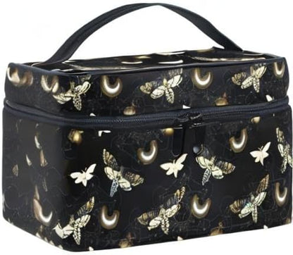 Goth Makeup Bag Black, Gothic Moth Butterfly Makeup Organizer Bags Toiletry Bag Box Travel Cosmetic Bag Make Up Train Case for Women Teen Girl Ladies