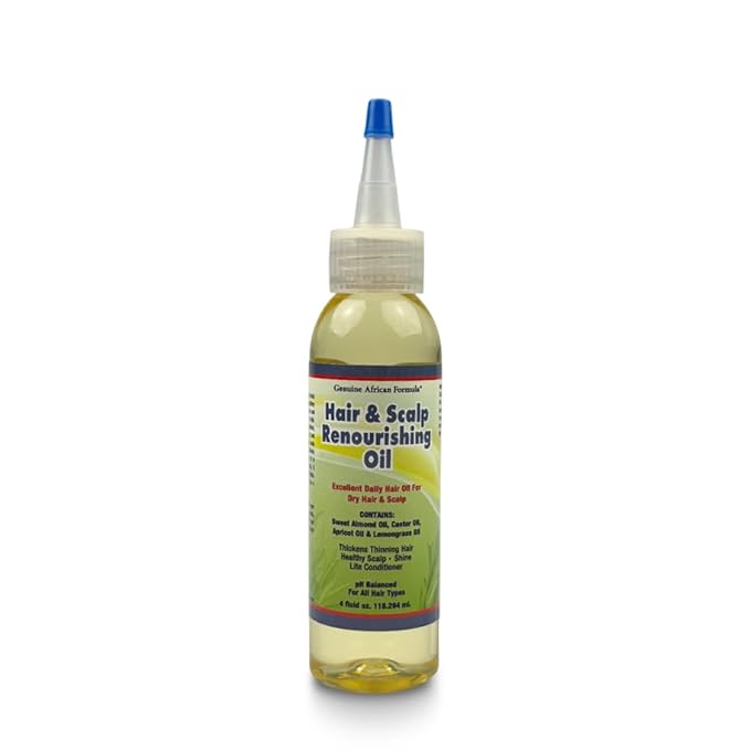 Hair & Scalp Renourishing Oil 4oz (118.29ml) | Lightweight Natural Treatment with Essential Oils, Shea Butter & Vitamin E | Strengthens, Nourishes & Restores Dry, Brittle Hair & Split Ends