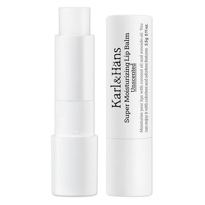 Karl&Hans Super Moisturizing Lip Balm - Unscented with Coconut & Avocado Oil for Lip Repair and Care, Soothes and Hydrates Dry Lips with Natural and Nourishing Formula - 1 Count