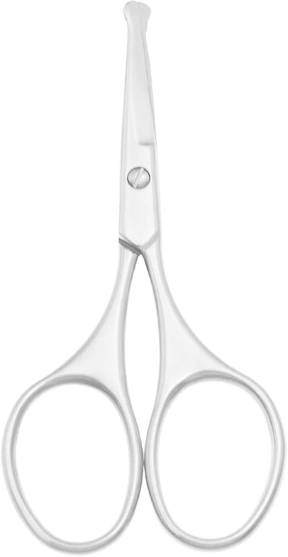 Multicolor Professional Grooming Scissors for Personal Care Facial Hair Removal and Ear Nose Eyebrow Trimming Stainless Steel Fine Straight Tip Scissors 3.9 Inch (Silver Set D)