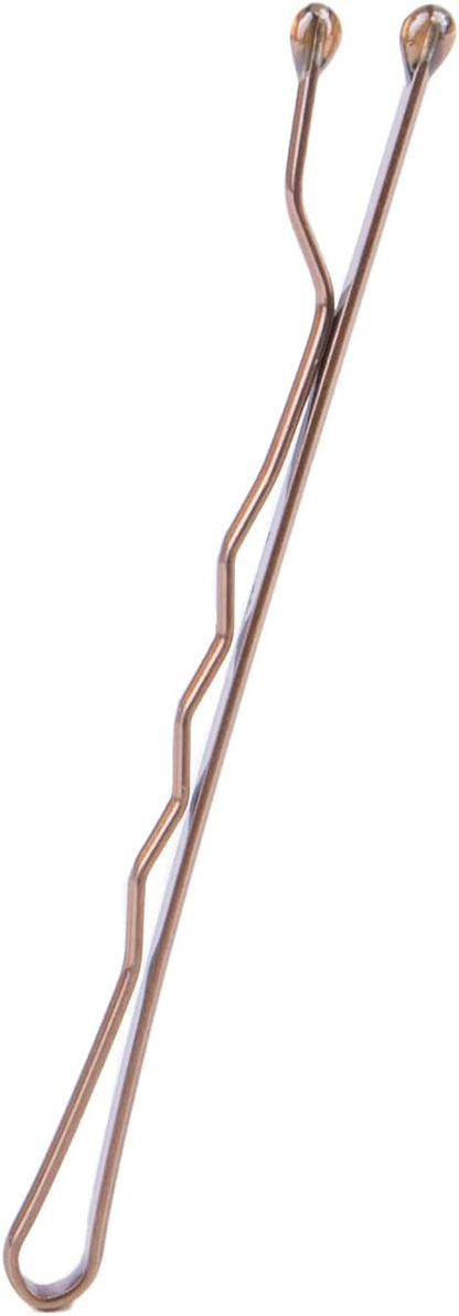 Amazon Basics No Slip Bobby Pins, 72 count, Brunette Brown, High Gloss Bobby Pins for Pain Free, Comfortable, All-Day Styling and UpDos. For All Hair Types