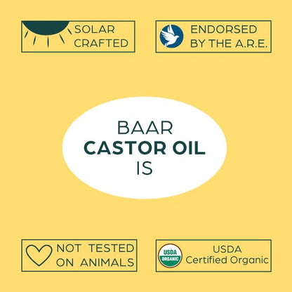 Baar Organic Castor Oil for Eyelash, Eyebrow and Hair Renewal, Skin Repair and Protection, Detox & Cleansing and Relief for Sore Muscles and Stiff Joints, Cold Pressed, Hexane Free, 128 fl oz / 1 gal