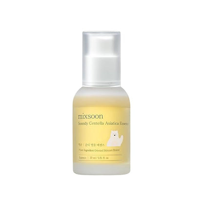 mixsoon Soondy Centella Asiatica Essence Instant Hydrating & Soothing Essence for Irritated, Sensitive Skin for Korean Skincare For Glass Skin-Jeju Island Cica Extracts (1.01 Fl. Oz.(Pack of 1))