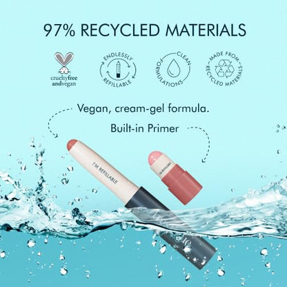 TRE'STIQUE trestique Prime And Shine Lip Crayon, Refillable Shiny Lipstick With Built-in Lip Primer, Clean Beauty Makeup, Lipstick For Women, 2-in-1 Glossy and Primer