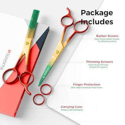Suvorna 6.5″ Professional Hair Cutting Scissors with Thinning Shears for Hair Cutting & Trimming– Stainless Steel Haircut Scissors for Professionals & Homeuse - Hair Shears for Women & Men