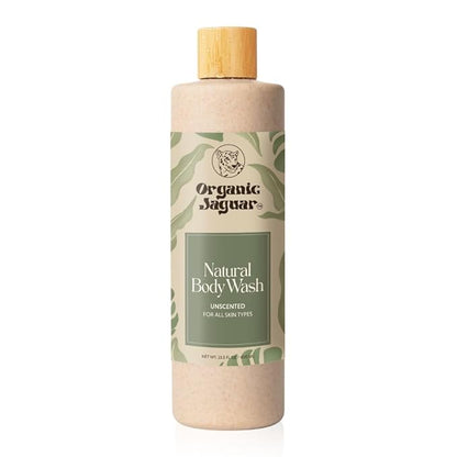 Organic Jaguar Natural Body Wash with Aloe Vera Gel and Shea Butter, Bath and Shower Soap Cleanser for Body Care, Leaves Skin Soft & Hydrated, Unscented, Sulfate and Paraben Free, 13.5 fl oz