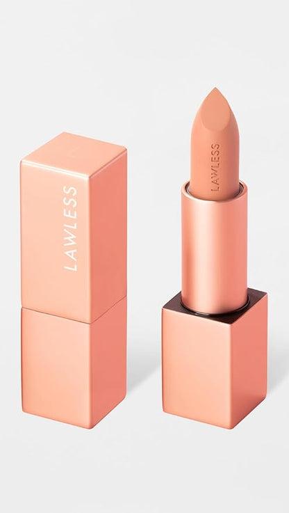 Lawless Forget the Filler Lip-Plumping Line Smoothing Satin Cream Lipstick, Annie, Orange, 0.1 Ounce