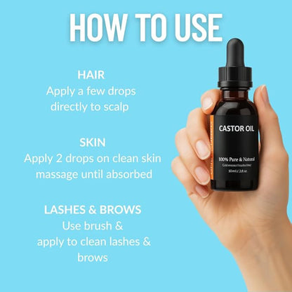 UNBLENDED Castor Oil 100% Pure, Cold-Pressed, Hexane-Free – Hair, Lashes, Brows & Skin – 60ml