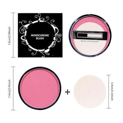 Natural Single Matte for Face Cheeks Blush with Makeup Powder Puff, Pink Red Monochrome Blush Cream Powder Makeup Palette Blushes Long-lasting Color Blendable Foundation for Women Every Day 02