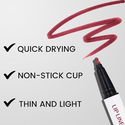 Kaely 2Pcs Dark Red Longwear Liquid Lip Liner Waterproof, 24 Hour Long Lasting Lip Liner Stain Marker Pen, 2-in-1 Matte Semi Permanent Lipliner & Lipstick, Vegan & Cruelty-Free, 01+06