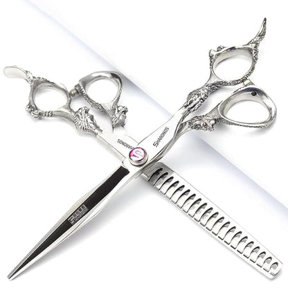 6/7/7.5/8/9-inch professional hair clipper set, stainless steel sharp hair clippers, hairdresser specific scissors (7 in-2pc-A)