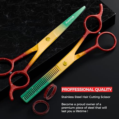 Suvorna 6.5″ Professional Hair Cutting Scissors with Thinning Shears for Hair Cutting & Trimming– Stainless Steel Haircut Scissors for Professionals & Homeuse - Hair Shears for Women & Men