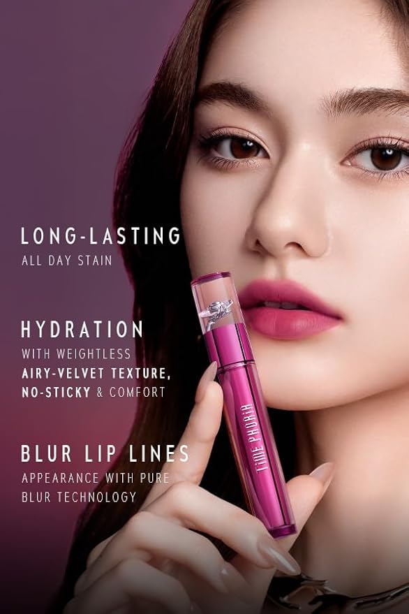Blurring Lip Tint - Shine Lip Gloss to Soft Blurry Lip Matte Finish, Long-Lasting Lip Stain, Smooth and Blur lip lines, Weightless Watery-Velvet Feel, Hydrating & Non-Sticky (001 FLUX)