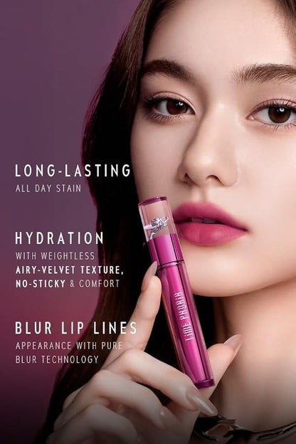 Blurring Lip Tint - Shine Lip Gloss to Soft Blurry Lip Matte Finish, Long-Lasting Lip Stain, Smooth and Blur lip lines, Weightless Watery-Velvet Feel, Hydrating & Non-Sticky (012 HUSH)
