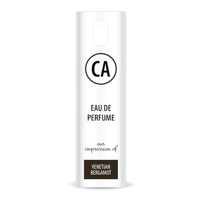 CA Perfume Impression of Venetian Bergamot Unisex Eau De Parfum Woody Spicy Scent Long Lasting Unisex Fragrance Travel Size TSA Ready for Day and Night Wear 0.33 Fl Oz 10ml