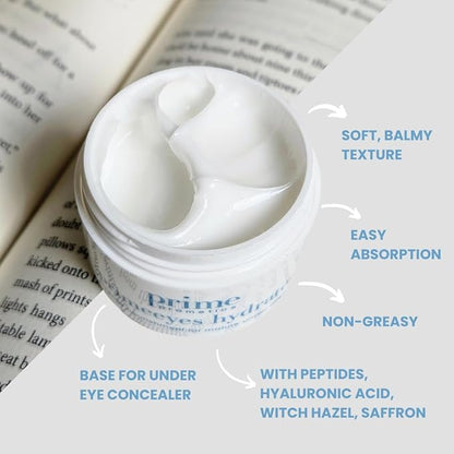 PRIME PROMETICS PrimeEyes Hydrate Under Eye Cream for Mature Women – Hydrating Eye Cream for Dark Circles and Wrinkle Repair – Soft, Glowing & Healthy Under Eyes