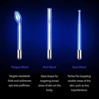 Pure Daily Care NuDerma Clinical Portable Skin Therapy Wand, Machine with 6 Fusion Neon + Argon Wands – Anti Aging - Clarifying - Skin Tightening & Radiance - Wrinkle Reducing