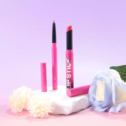 2Pcs 2 in 1 Matte Light Purple Lip Liner and Lipstick Combo Set for Women,Lipstick Stain Lip Liner for Daily & Party Long Lasting Waterproof Smudge Proof 24 Hour Full Coverage Vegan Lip Makeup Kit