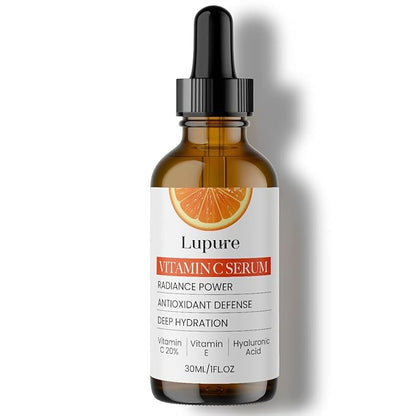 Professional Vitamin C Face Serum 20%, Anti Aging Facial Super Vit C Serum with Ascorbic Acid Hyaluronic Acid & Vitamin E for Dark Spots, Skin Care, Christmas Gift & Stocking | 1 Fl. Oz