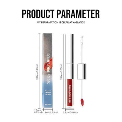 Dual-Ended Lip Stain & Lip Oil – 2-in-1 Matte Color and Hydrating Gloss, Long-Lasting Non-Sticky Lip Tint, Nourishing Moisture & Glassy Shine for Day-to-Night Looks 06#