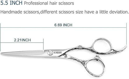 Hair Cutting Scissors 5.5 Inch Professional Haircut Hair Shears Sharp Barber Scissors 440C Hairdresser Barber Shears Rose handle KINSARO for Hairdresser Barbershop or Home Use