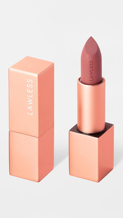 Lawless Women's Forget the Filler Lip-Plumping Line-Smoothing Satin Cream Lipstick, Minx, Pink, 0.1 Ounce