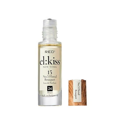 EL:KISS Roll On Perfume, No 5 Floral Bouquet, Eau de Parfum 12mL (.40 Fl Oz), Hydrating & Long-Lasting, Alcohol & Mineral Oil-Free, Infused With Jojoba, Argan & Coconut Oil