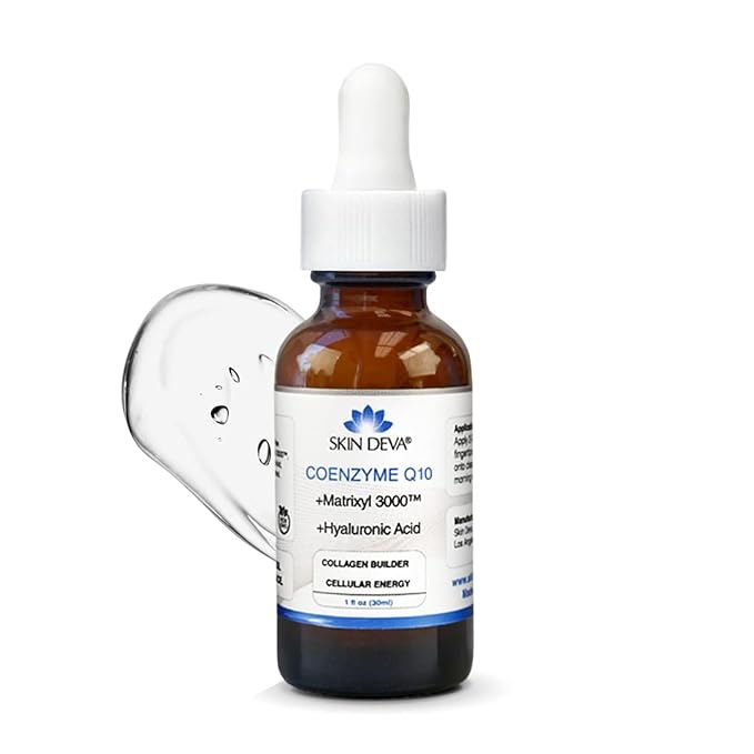 SKIN DEVA 1 fl oz COENZYME Q10 Anti Aging Serum Formula with Matrixyl 3000 and Hyaluronic Acid Serum Facial Serums, Anti Wrinkle Serum which Stimulates Collagen and Elastin Production