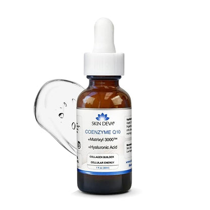 SKIN DEVA 1 fl oz COENZYME Q10 Anti Aging Serum Formula with Matrixyl 3000 and Hyaluronic Acid Serum Facial Serums, Anti Wrinkle Serum which Stimulates Collagen and Elastin Production