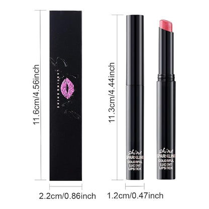 Nude Metallic Lipstick for Women,Lightweight Comfortable Non-Drying Shimmer Frosted Lipstick,Glitter Lip Gloss Stain Long Lasting Waterproof Smudge Proof 24 Hour Full Coverage Lip Makeup,Vegan